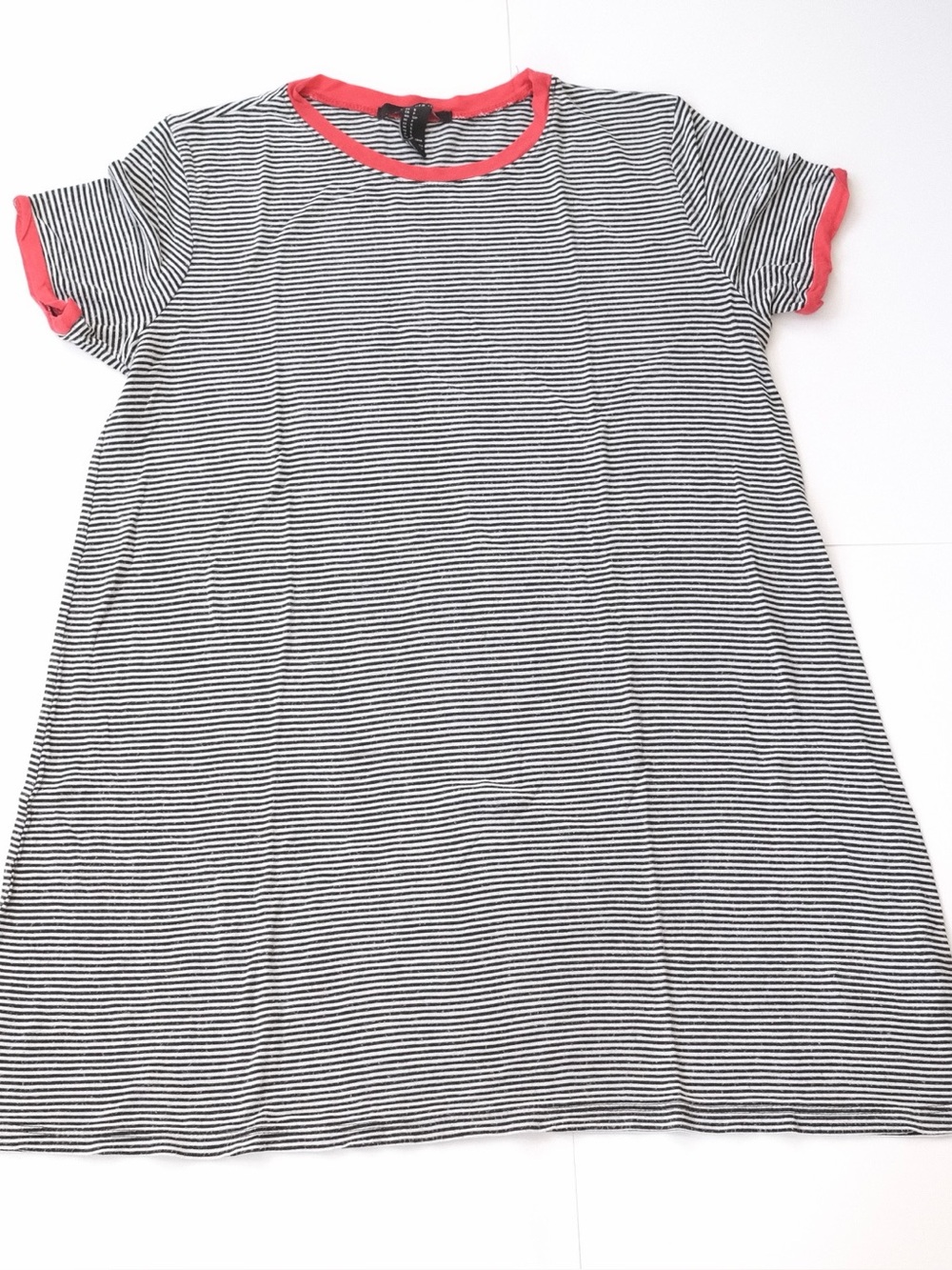 Forever  21 Black and White Striped Short Sleeve Shirt Dress - Size S Small